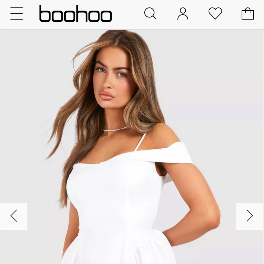 White Dress NWT!!Boohoo off the shoulder dress-brand new with tags -white
